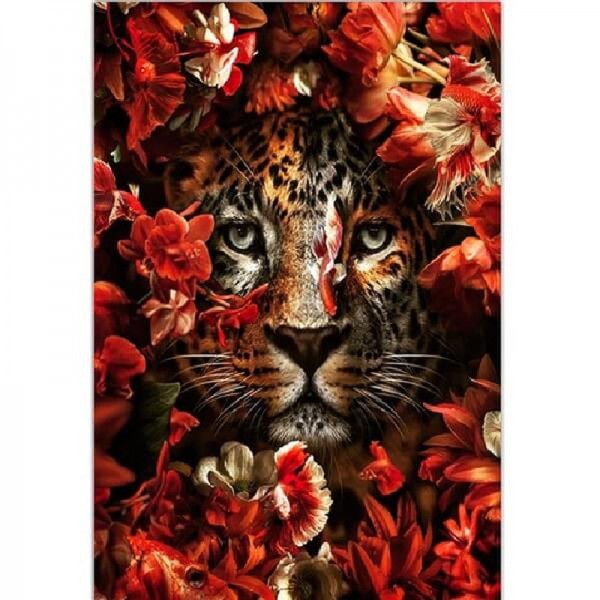 Tiger bland blommor