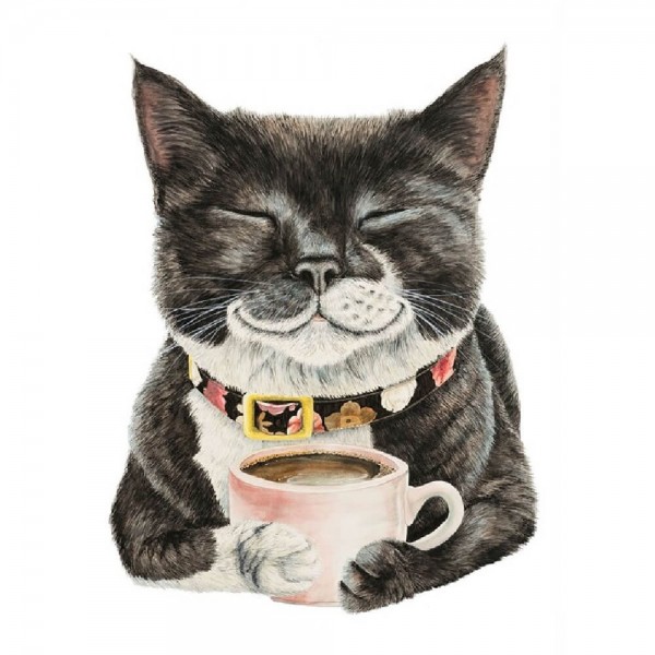 Katt med kaffekopp