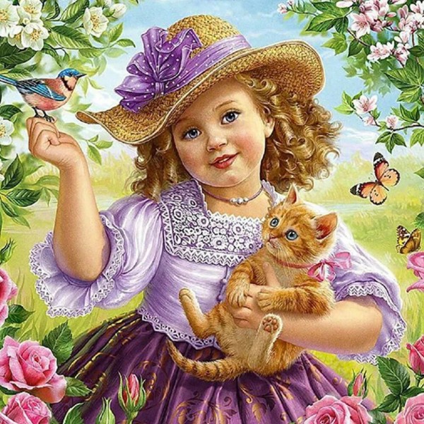 Flicka med katt